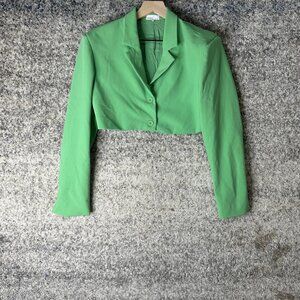 Danielle‎ Bernstein Jacket Womens Medium Green Cropped Blazer Long Sleeve Dressy